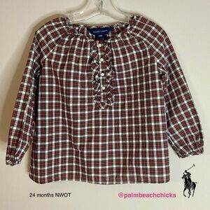 Ralph Lauren POLO Girl Red Plaid Cotton Tunic, 24 Month. Vintage NWOT Paid $68.